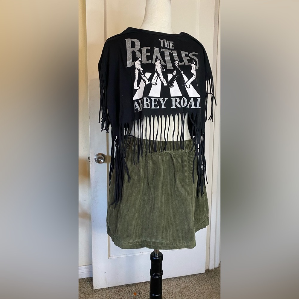 BP Nordstrom Corduroy Mini Skirt Olive Green Elastic Waistband Comfy Fashion - Picture 1 of 6
